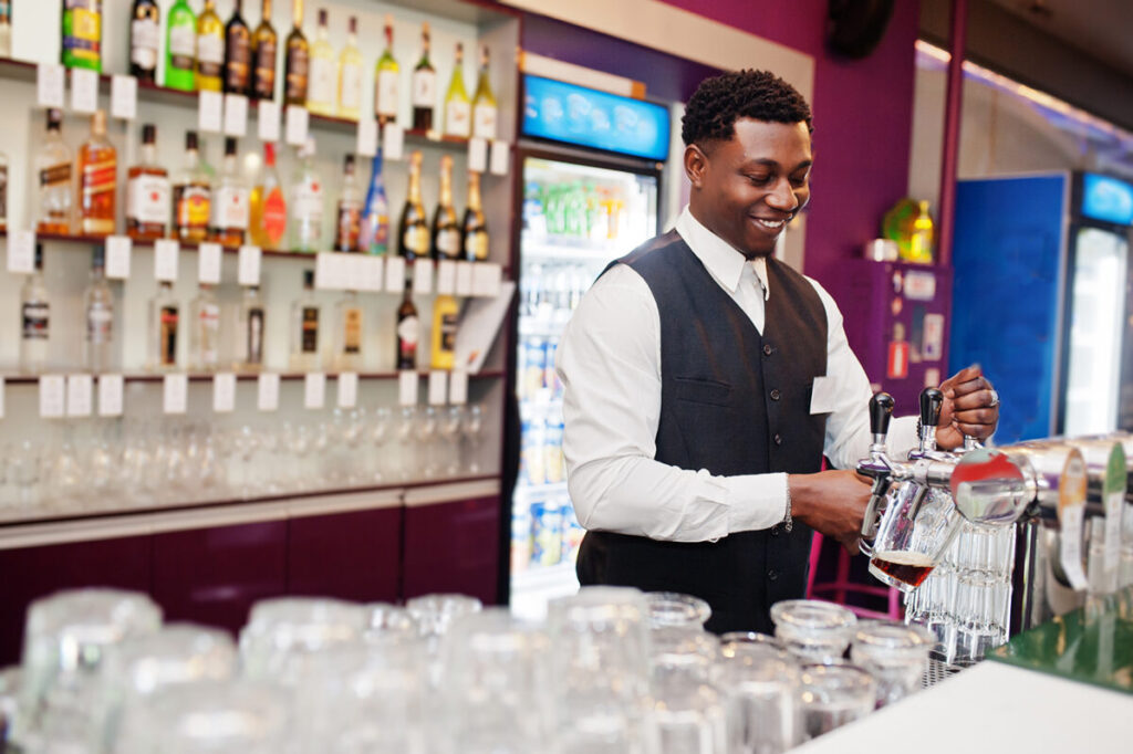 Bartender at bar